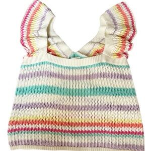 Weekend Los Angeles sweater tank cotton blend crochet ruffle sleeve top XL